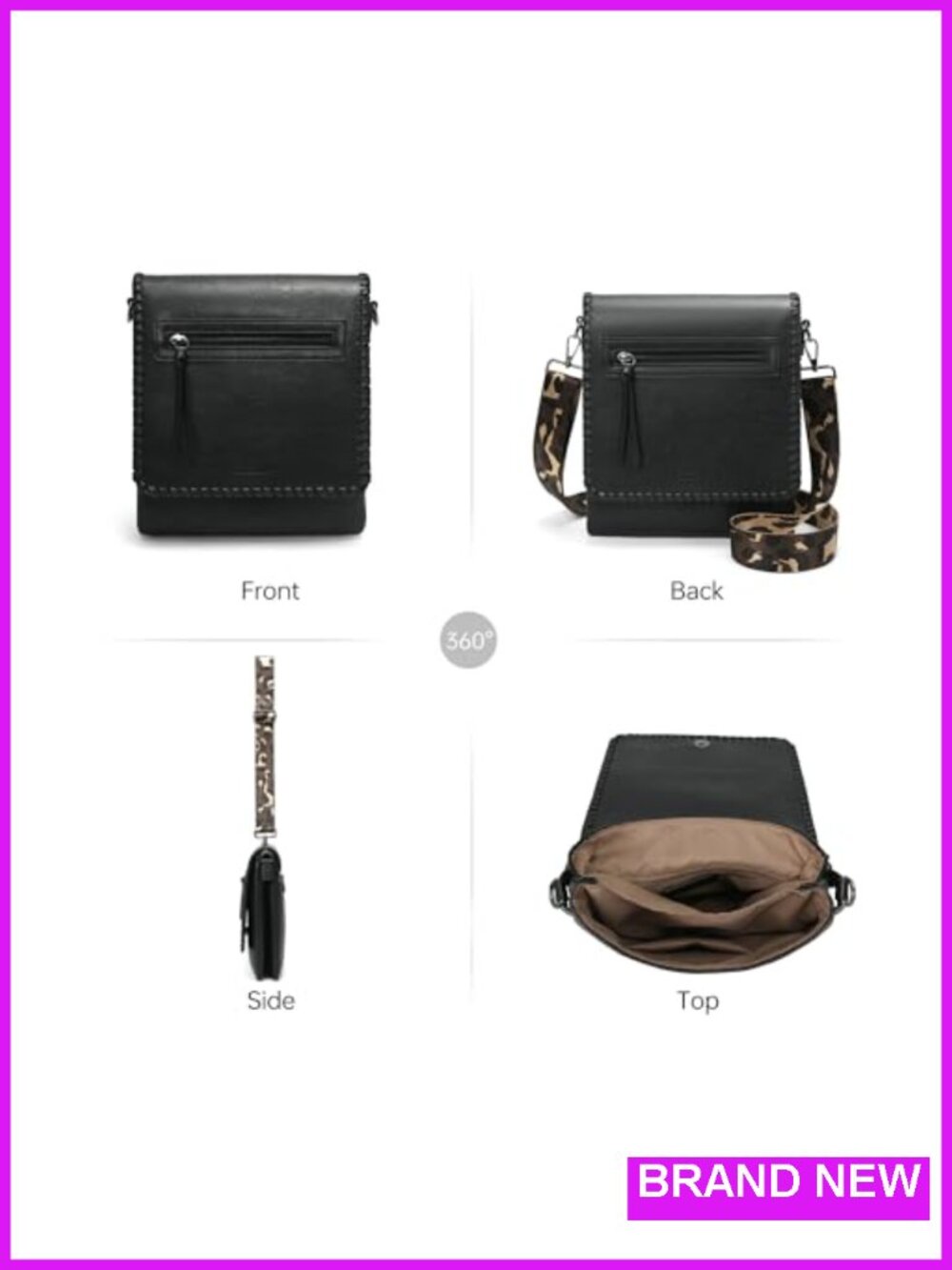 Medium Conceal Carry Crossbody Purse with Multi-Pocket Flap Faux Leather - Picture 5 of 5